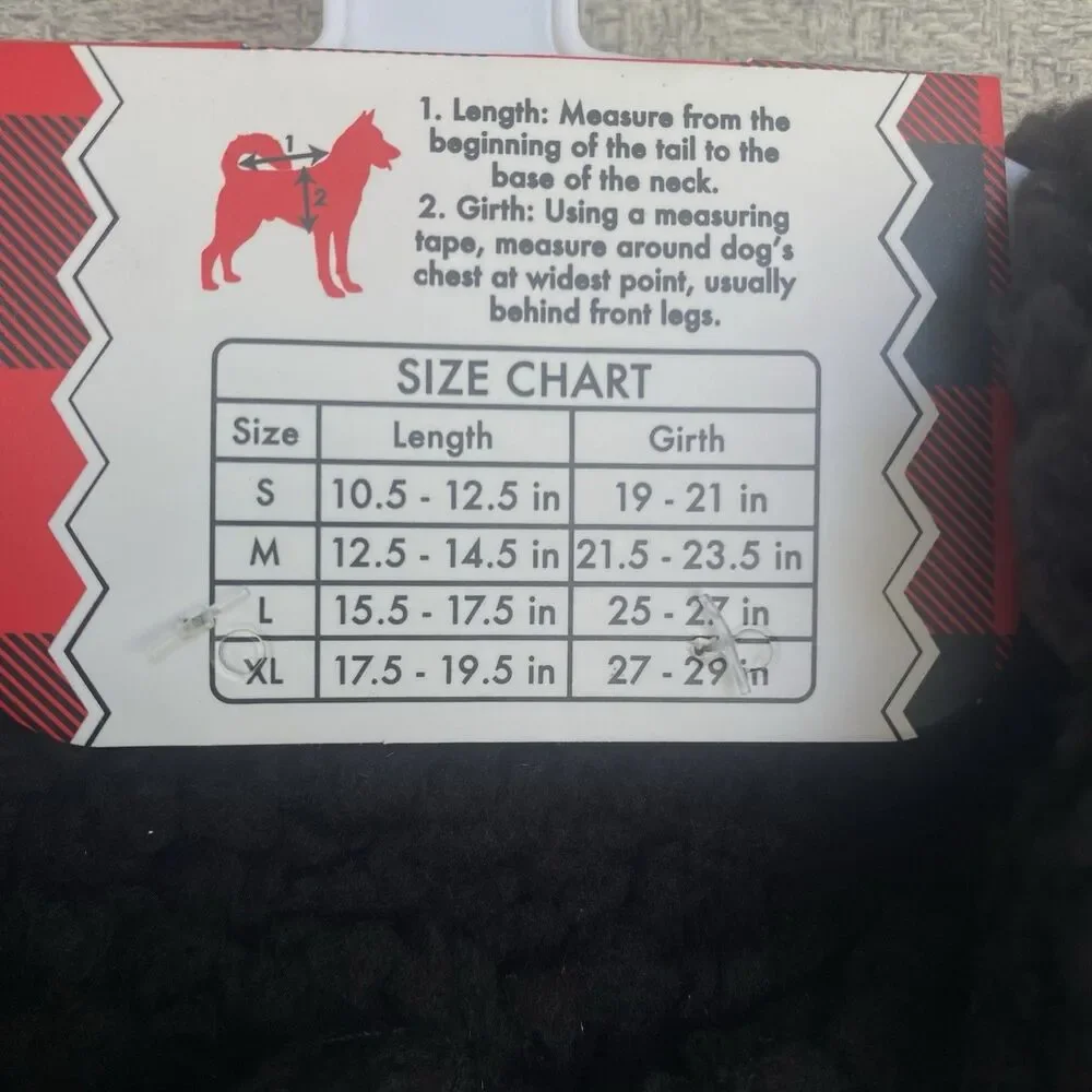 Dog Jacket Med Outfit Flannel Red Black Buffalo Plaid Checkered Holiday Warm NWT